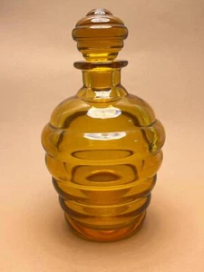 Italian Art Deco Yellow Murano Glass Decorative Bottle 1930s Vintage Home Decor - Picture 1 of 5