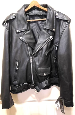 Nueva Chaqueta Xelement Clásica Para Hombre Negra GRADO SUPERIOR Cuero Motociclista Talla L Foto 1 de 4