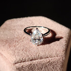 2Ct Pear Moissanite Tulip Setting Solitaire Engagement Ring 14k White Gold Over
