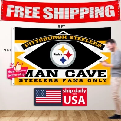 Pittsburgh Steelers Flag 3X5 Banner American Football NFL FAST FREE Shipping - Image 1 of 4