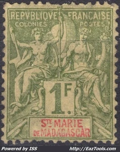 SAINTE MARIE DE MADAGASCAR TYPE GROUPE N° 13 NEUF AVEC GOMME ALTÉRÉE - Picture 1 of 2