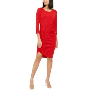 INC NEW Women's Solid Smocked Asymmetrical Sheath Dress TEDO - Picture 1 of 10