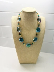 Women's Multicolor Iridescent Crystal/ Glass Beaded Necklace - Picture 1 of 7