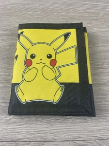 Pokemon Pikachu 2023 Trifold Wallet New Bioworld New Nylon Yellow Black Retro - Picture 1 of 5