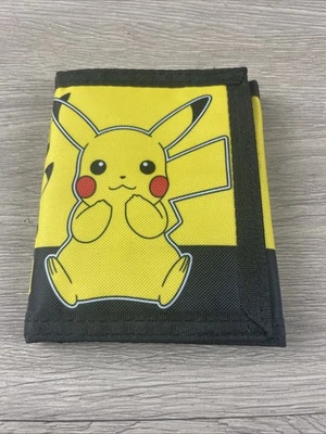Pokemon Pikachu 2023 Trifold Wallet New Bioworld New Nylon Yellow Black Retro - Image 1 of 4