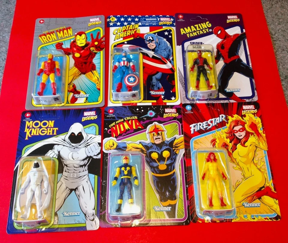 Juego de figuras de acción Marvel Legends Spider-Man Firestar Moon Knight Kenner Hasbro 6 Foto 1 de 4