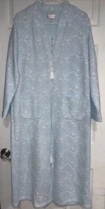 Accappatoio trapuntato e camicia da notte donna Miss Elaine taglia M blu paisley tasche zip intera - Foto 1 di 7
