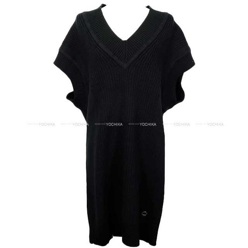 HERMÈS 2024AW HERMES Donna Scollo a V Maglia Lunga Gilet Senza Maniche Abito Noir (Nero) Ca...