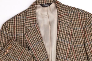 Vintage Paul Stuart Heavy Woven Houndstooth Plaid Blazer Jacket 41 L - Picture 1 of 13