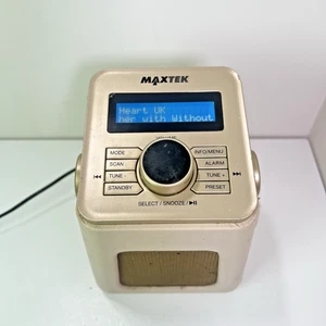 Radio portátil Maxtek Mini DAB y FM crema con asa de transporte probada funcionando - Imagen 1 de 14