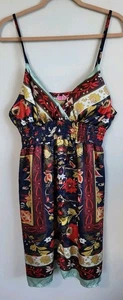 Vintage Shes Cool Dress 90s Y2k Extra Large Art Satin Floral - Picture 1 of 7