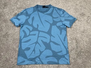 Camisa Hugo Boss Para Hombre Mediana Mercerizada Hoja Azul Estampado Tropical T Básica Vacaciones - Imagen 1 de 7