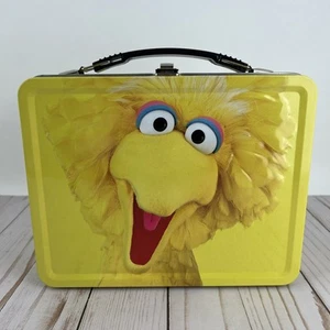 Sesame Street Big Bird Yellow Lunch Tin Carry All Fun Take Along Toy Box 2019 - Picture 1 of 8