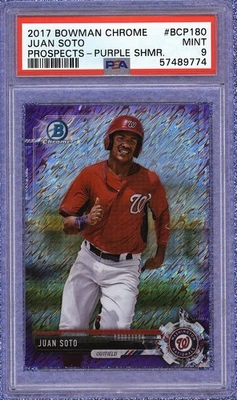 2017 Bowman Chrome Prospects Juan Soto Purple Shimmer  # BCP180 - Nationals - Image 1 of 2