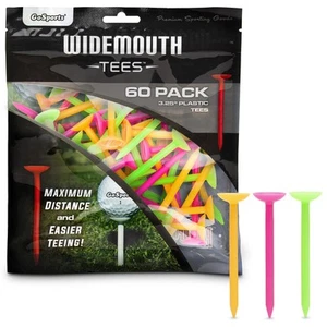 Go Sports Golf 3 1 4" Widemouth 60 Pack Neon Golf Tees New - Picture 1 of 1