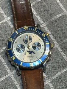 Vintage Helbros Quartz Moonphase Chronograph Two Tone Dial - Picture 1 of 4
