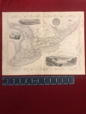 Mapa Este de Canadá c1850 RAPKIN & ROGERS Coloreado a Mano Antiguo Grandes Lagos Foto 1 de 4