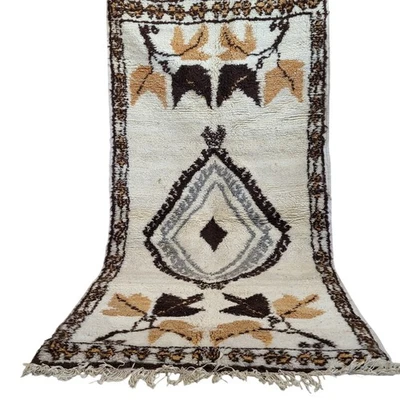 Vintage Handmade Moroccan Kilim Rug Floral Boujaad Rug Tribal Berber Wool Carpet - Image 1 of 4