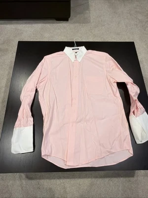 Camisa de vestir de algodón Paul Frederick rosa de extremo a extremo talla 15,5 34 puños franceses Foto 1 de 4