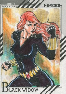 Marvel Fleer Retro 2015 Sketch Card Black Widow Sketch by Rain Lagunsad