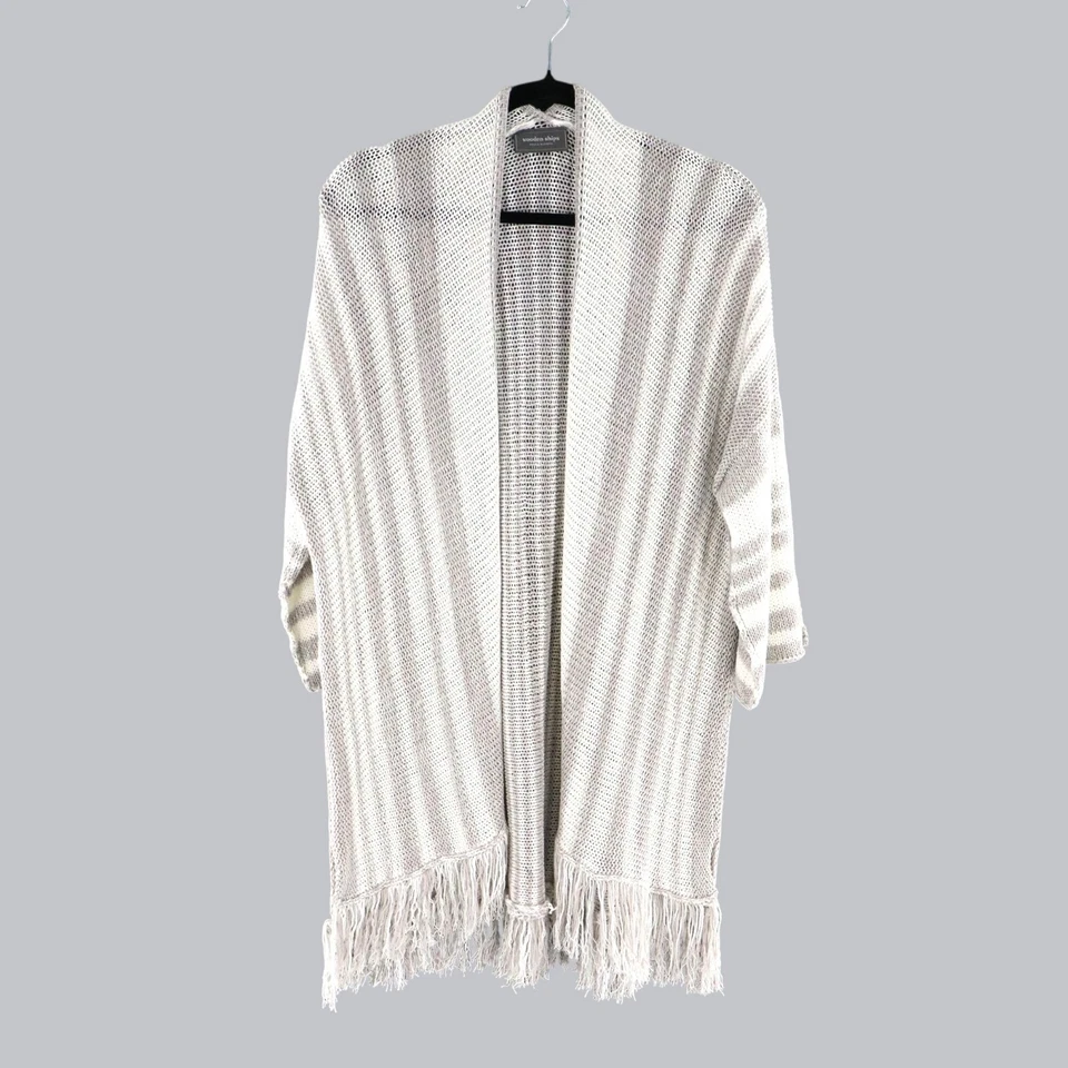 Wooden Ships Fringe Cardigan Women O/S Beige Boho Bohemian Coastal Beachy Travel - Image 1 of 4