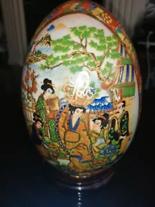 Huge 15cm chinese cloisonne vintage egg wood stand collection  - Picture 1 of 7