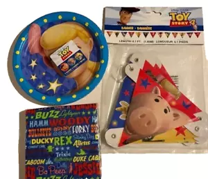 Lot Disney Toy Story 4 Birthday Party Supplies plates napkins banner serves 8 - Picture 1 of 4