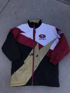 Vintage San Francisco 49ers Jacket Sz S Full Zip NFL Pro Player 90s Puffer - Picture 1 of 8