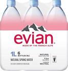 evian Natural Spring Water 1 Liter Pack of 6 Naturally Filtered Spring Water
