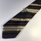 Mens Silk Tie, BAUMLER 100% Silk Black/Silver/Gold Striped Woven NECKTIE 3.75X59