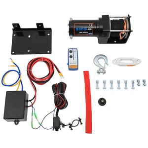 3000Ibs Electric Winch 12V Synthetic Rope ATV UTV Winch Towing Truck - Picture 1 of 10