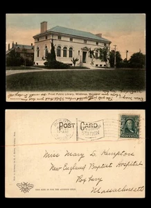 Mayfairstamps US 1907 Boston MA Flag Cancel Frost Public Lirbary Postcard aar_75 - Picture 1 of 2