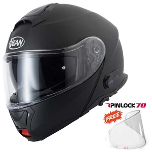 Vcan Bluetooth Blinc Intercom Motorcycle Scooter Flip Front Helmet Matt Black - Picture 1 of 5