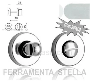 NOTTOLINO SERRATURA PORTA PORTE BAGNO WC MANIGLIA CROMO SATINATO LIBERO OCCUPATO - Foto 1 di 1
