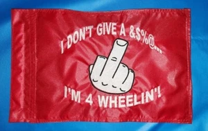 Custom MIDDLE FINGER 4 Wheelin Safety Flag Made to fit regular and lighted whips - Picture 1 of 4