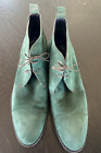 Isaia Green Suede Chelsea Ankle Boots Shoes Mens 12 M Hand Made Goodyear Welt