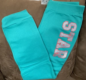 GIRLS SIZE 14 SWEATPANTS TURQ SHIMMERING STAR SILVER SUPER CUTE!! - Picture 1 of 2