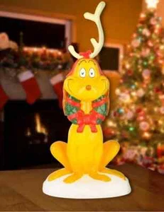 Navidad Dr. Seuss Grinch Max con Cuerno 2 pies Iluminado Decoración Exterior NUEVO - Imagen 1 de 5