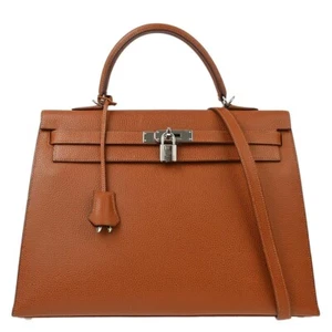 Hermes Brown Vache Liegee Kelly 35 Sellier 2way Handbag □K 34 XX91931 - Picture 1 of 10