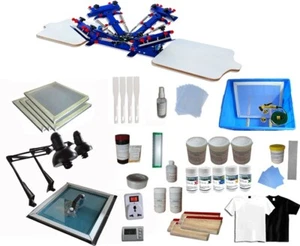 4 Color 2 Station Universal Screen Printing Start Kit Equipment and Material DIY - Picture 1 of 21