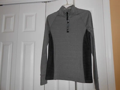 NWOT~Women~BEBE SPORT~LOGO~GRAY~PULLOVER~STRETCH~1/3 ZIP~MOCKNECK~SWEATER Size M - Image 1 of 4
