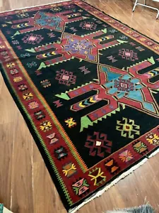 Antique Azerbaijani Kilim Medallion Tribal Rug 6ft”3in Wide x 10ft Length - Picture 1 of 12