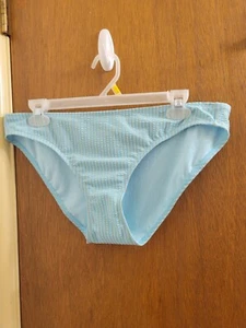 Xhilaration Bikini Bottoms L Large 8 10 Blue Gray Striped Seersucker Hipster New - Picture 1 of 19