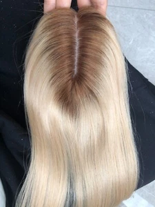 14" 3x6" Free Part Silk Base European Human Hair Topper For Thinning Hair - Picture 1 of 12