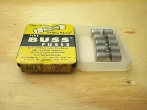 Buss fusiona AGA paquete de 5 en 5 estaño de colección década de 1950 OEM tipo tubo de vidrio NUEVO DE LOTE ANTIGUO! - Imagen 1 de 1