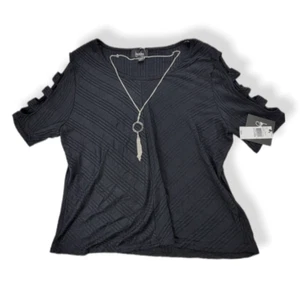 By & By Ribknit Black Top with necklace XXL - Picture 1 of 2