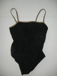 Vtg LEILANI Black/Brown USA-MADE ONE-PIECE SWIMSUIT Pool Beach Gym Women's 8 - Picture 1 of 7