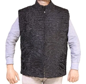 Nagelneue schwarze echte Perser Lammfell Weste Weste alle Größen - Bild 1 von 2