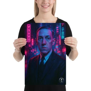 Cyberpunk Lovecraft Poster – Neo-Noir Horror Aesthetic - Picture 1 of 5