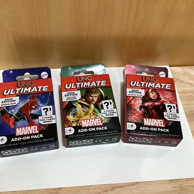 Uno Ultimate Card Game Marvel Add-On Pack Spiderman , Dr. Strange and Scarlet Wi - Image 1 of 4